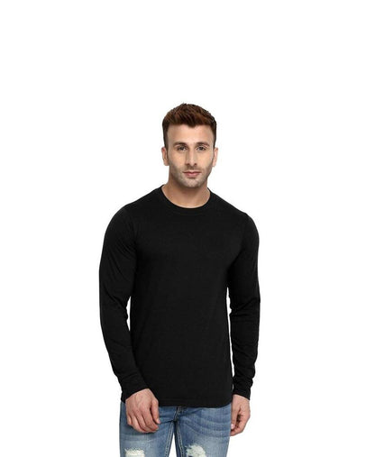 Cotton Solid Full Sleeves Black T-Shirt