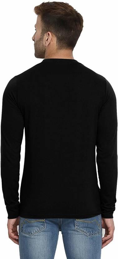 Cotton Solid Full Sleeves Black T-Shirt